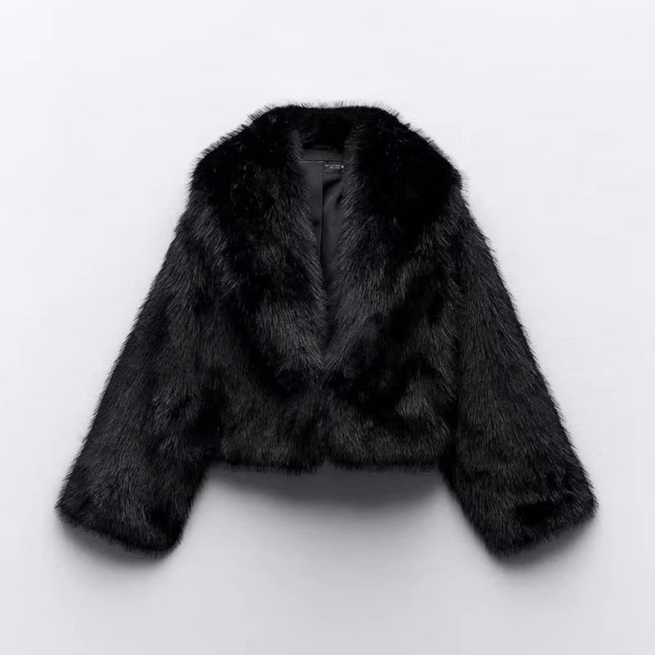 Damen Modischer Kurz-Fellblazer Drune