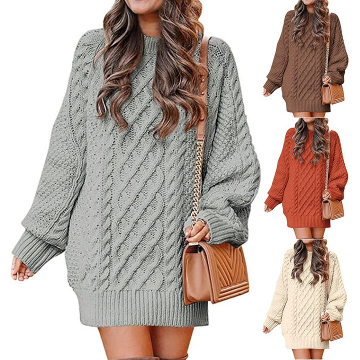 Damen Großer Strickpullover mit Zopfdesign Drune
