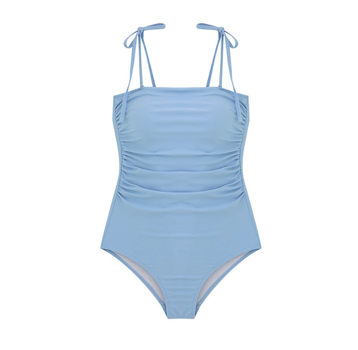 Damen Einteiler Badeanzug mit verstellbaren Trägern und eleganter Raffung Drune