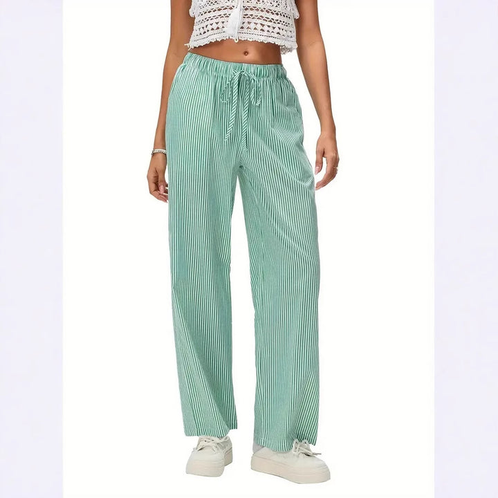 Damen Lässige Weite gestreifte Hose Drune
