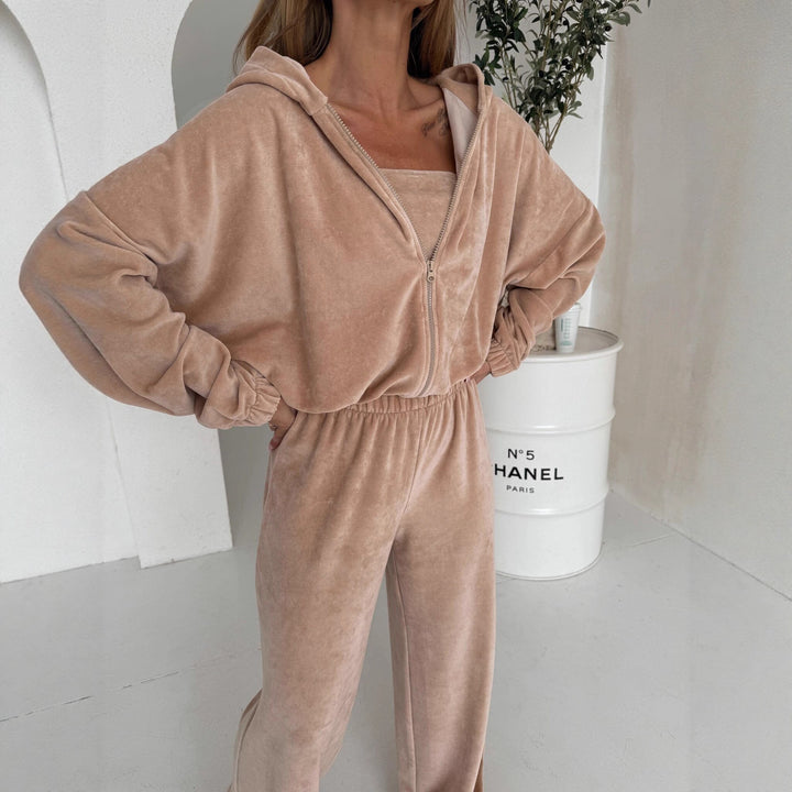 Damen weiches Lounge-Set mit weitem Schnitt und elegantem V-Ausschnitt Drune