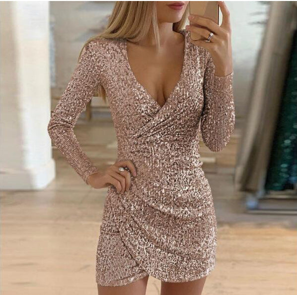 Damen Wickelkleid mit elegantem V-Ausschnitt und figurbetontem Schnitt Drune