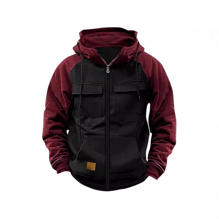 Herren nan Utility-Kapuzenjacke mit Materialmix, Brusttaschen und Reißverschluss Drune