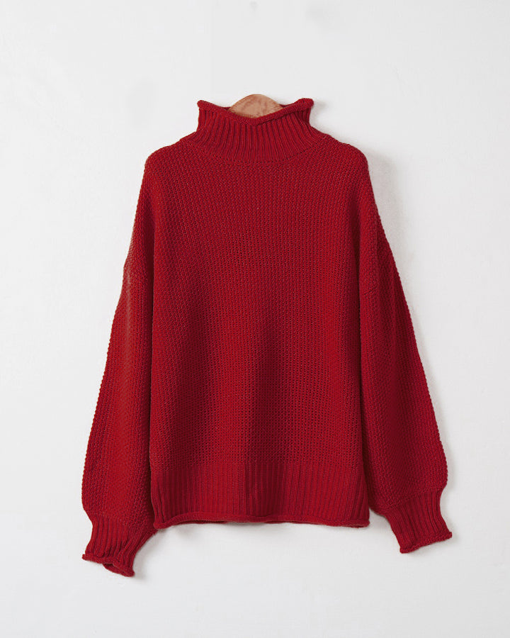 Damen Pullover mit hohem Kragen und strukturierter Webart Drune