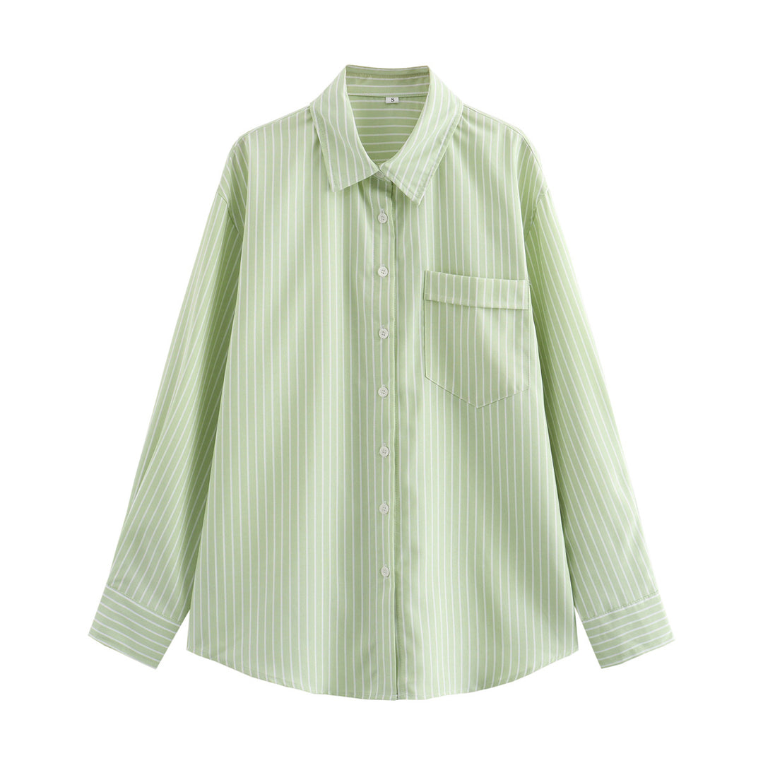 Damen nan lockere Oversize-Hemdbluse mit klassischem Kragen, durchgehender Knopfleiste und abgerundetem Saum Drune