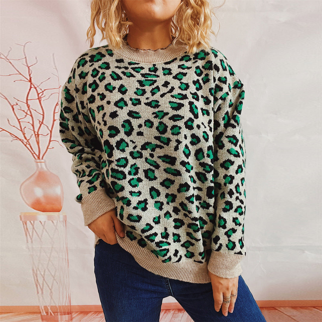 Damen legerer Pullover mit tierischem Muster Drune