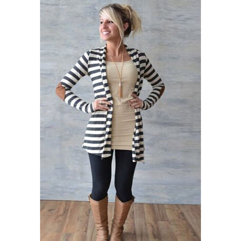 Damen Lässige Strickjacke mit eleganten Ellbogen-Patches Drune