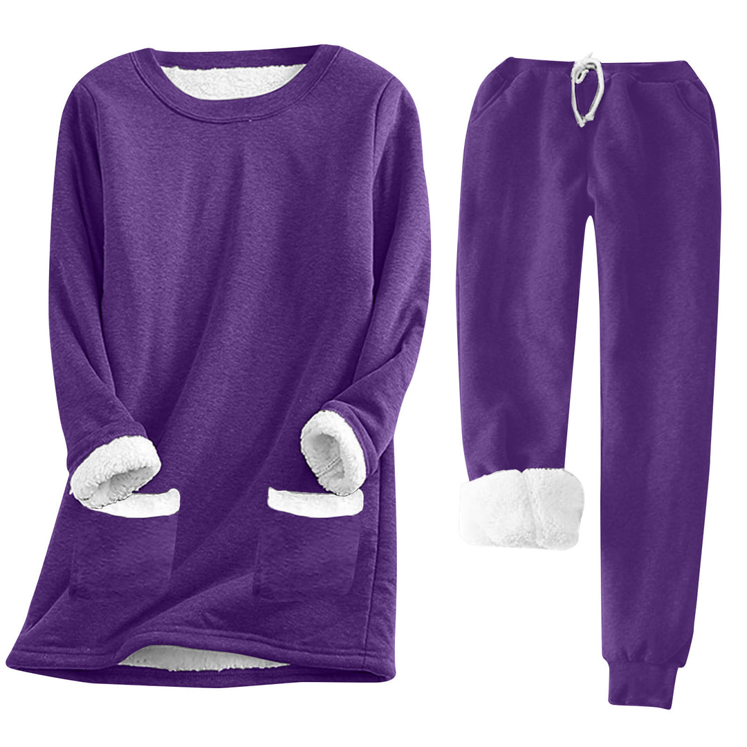 Damen Kuschelige Loungeanzug mit Fleece-Innenfutter und praktischen Taschen Drune