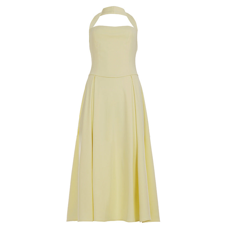 Damen Maxikleid mit elegantem Halterneck-Design und fließender Silhouette Drune