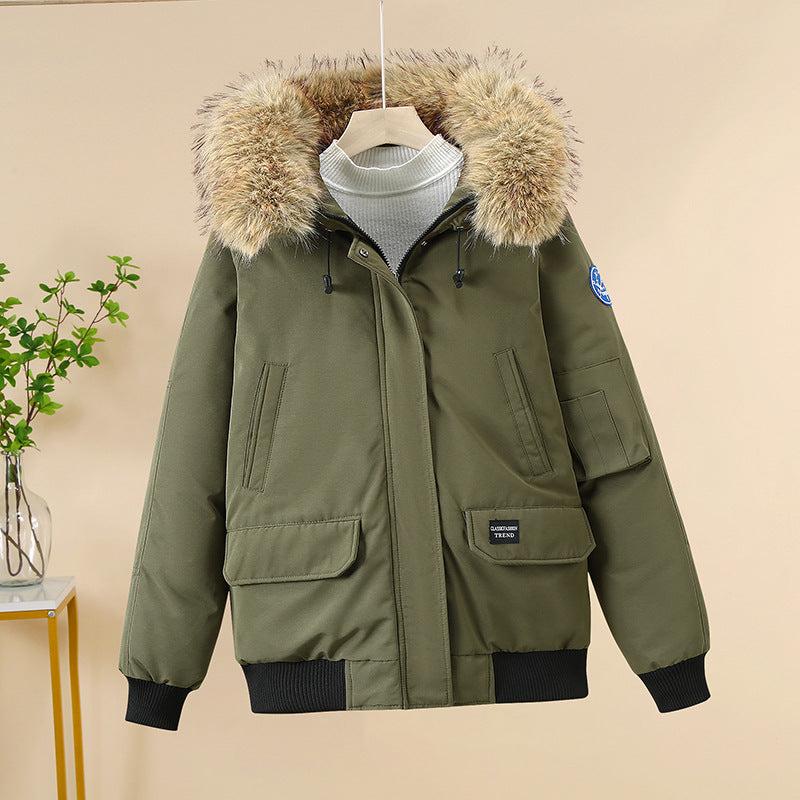 Damen Winterjacke mit abnehmbarem Kunstfellkragen und großen Taschen Drune