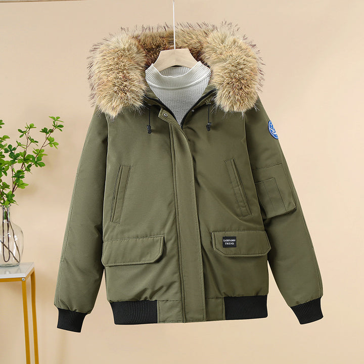 Damen Winterjacke mit abnehmbarem Kunstfellkragen und großen Taschen Drune