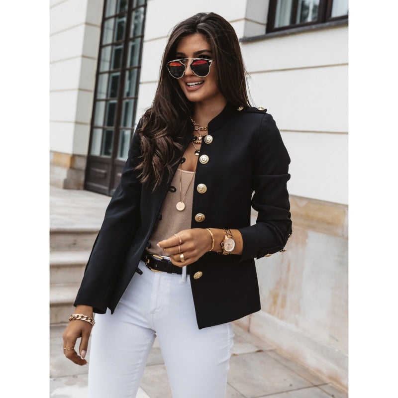 Damen modischer Blazer mit knopfverzierten Details Drune