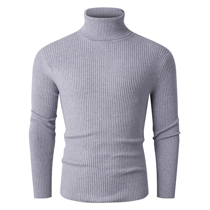 Herren nan taillierter Rippen-Strick Rollkragenpullover Slim Fit Drune