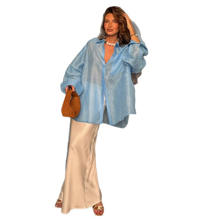 Damen elegante Leinenbluse mit Knotenverschluss Drune