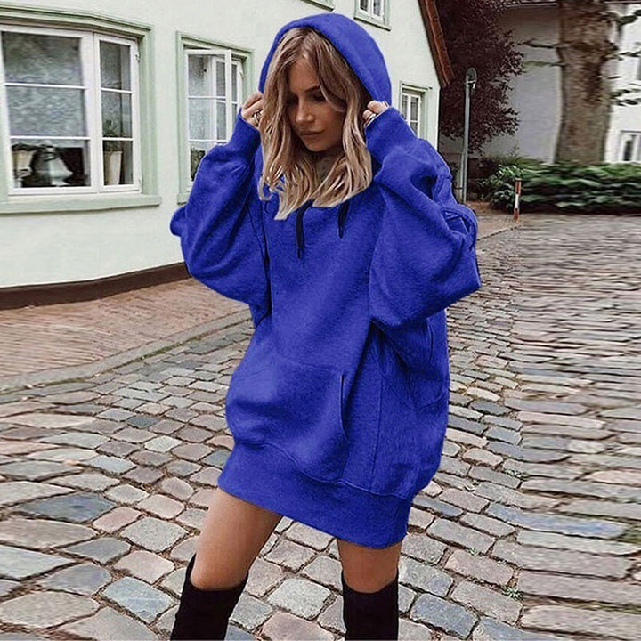Damen Hoodie Kleid im lässigen Oversize-Stil mit Kängurutasche Drune