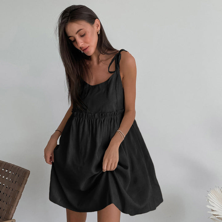 Damen Trägerkleid mit elastischem Bund und verstellbaren Trägern Drune