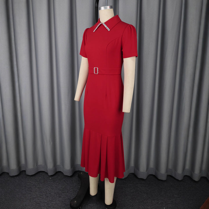 Damen figurbetontes Abendkleid mit Rüschen und eleganter Ausstattung Drune