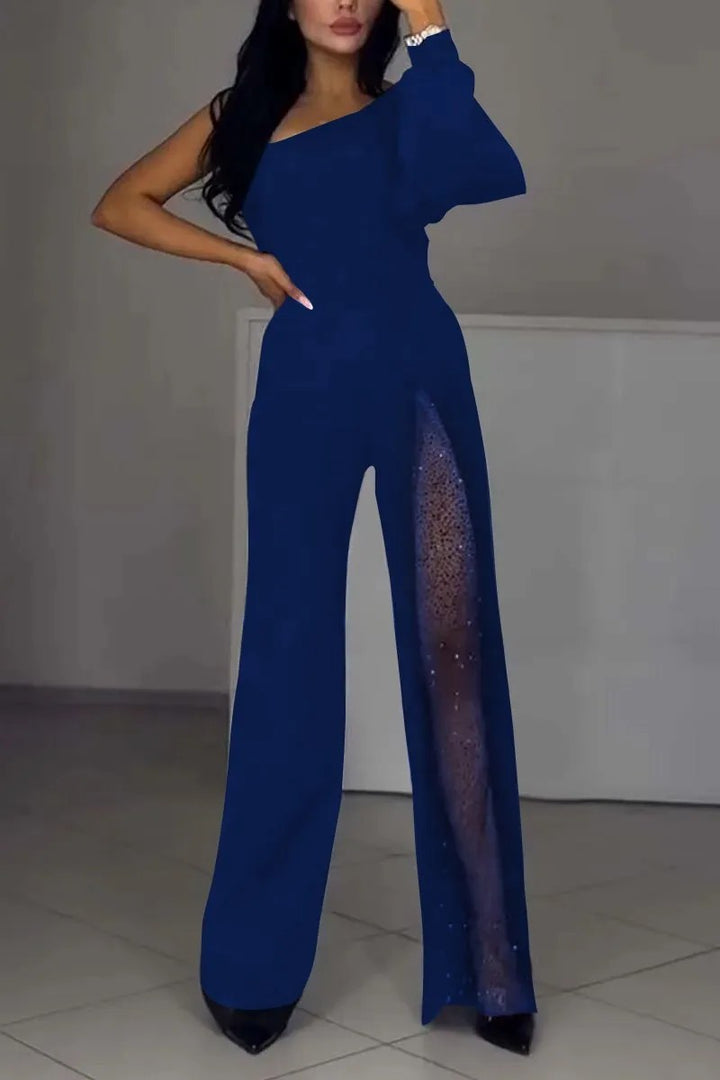 Damen eleganter Jumpsuit mit aufregenden Transparenz-Details Drune