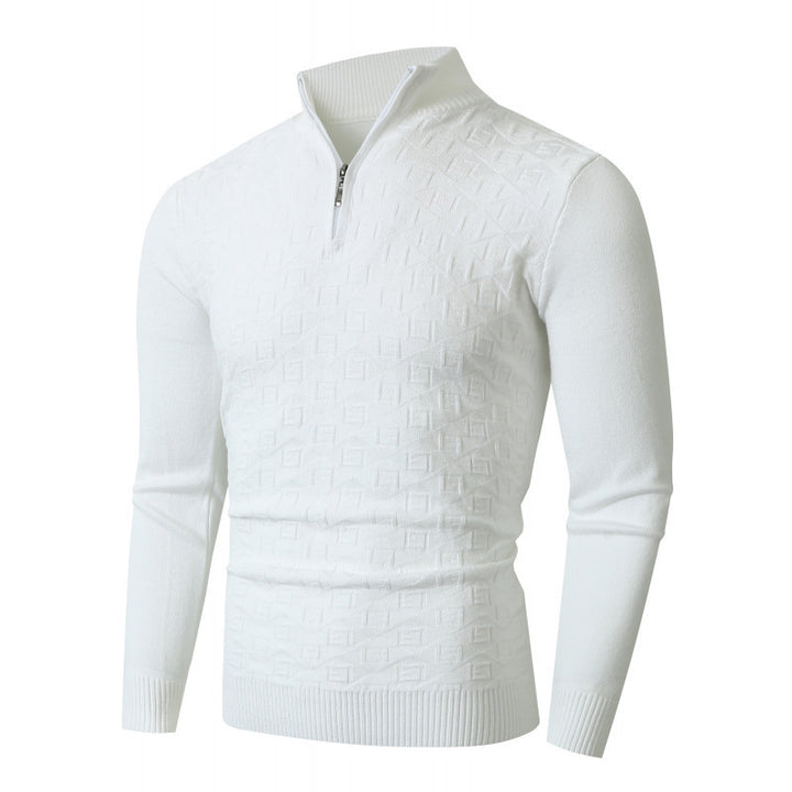 Herren Strickpullover mit modernem Zopfmuster und Halbreißverschluss Drune