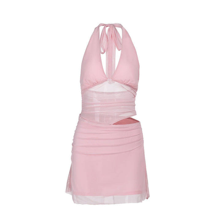 Damen schulterfreies Badeanzugkleid mit sexy Wickeldesign und figurformender Silhouette Drune