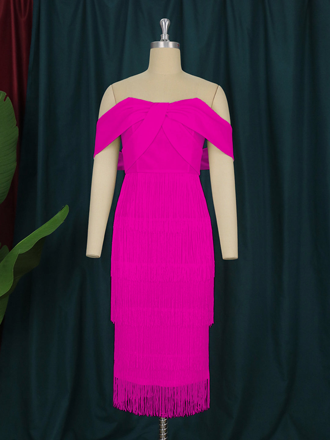 Damen Cut-out Cocktailkleid mit Fransen Drune