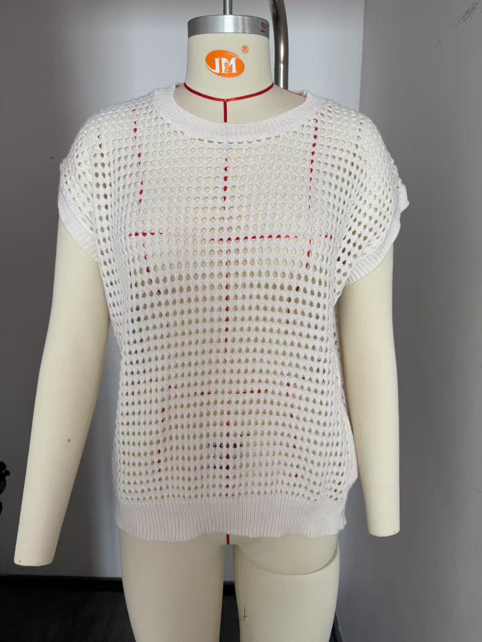 Damen lässiges Strickoberteil mit luftiger Netzstruktur Drune