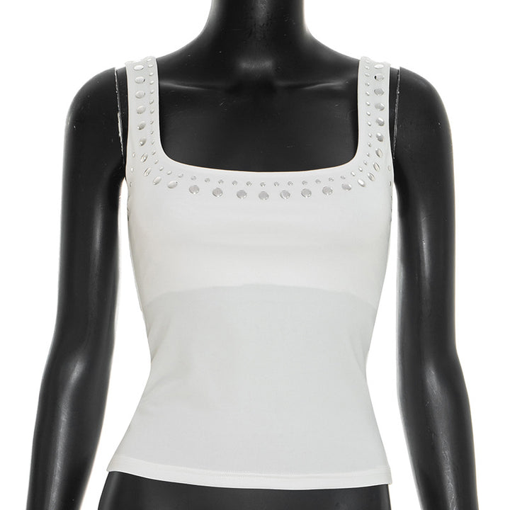 Damen Trägertop mit eleganter Steinanbringung und quadratischem Ausschnitt Drune