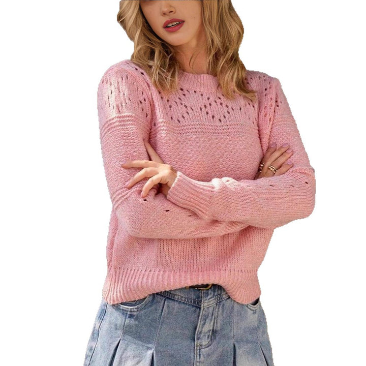 Damen Strickpullover mit kreativem Ajour-Muster und lässigem Schnitt Drune