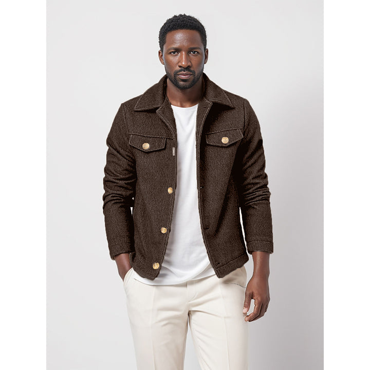 Herren modische Denimjacke mit Knopfleiste und Taschen Drune