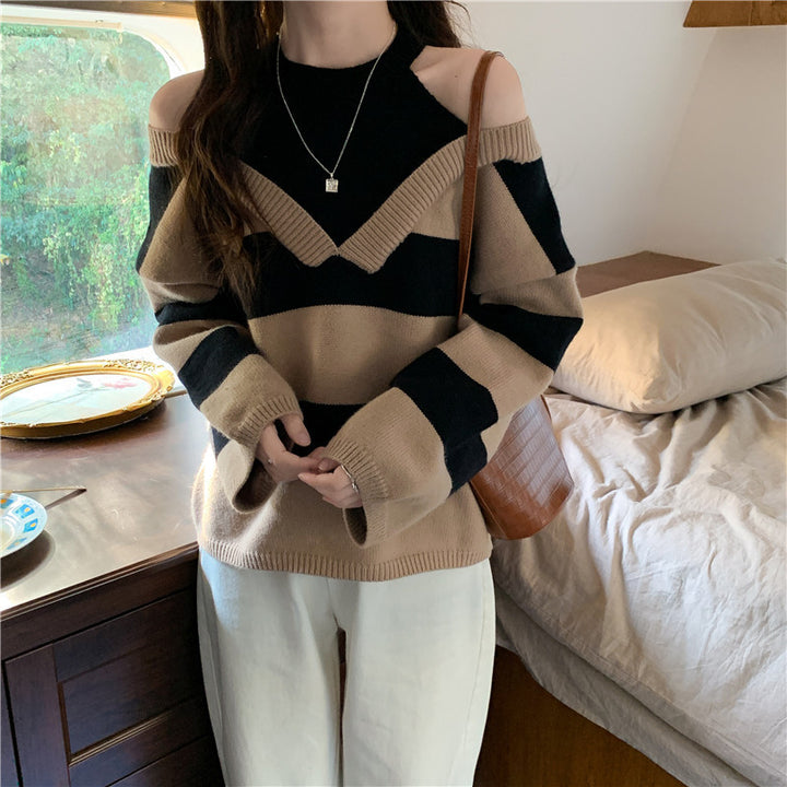 Damen trendiger Pullover mit Ausschnitten Drune