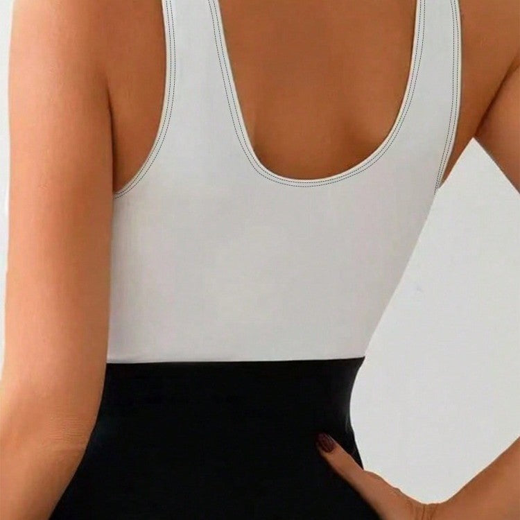 Damen Einteiler Badeanzug mit modischem Wickeldesign und elegantem V-Ausschnitt Drune