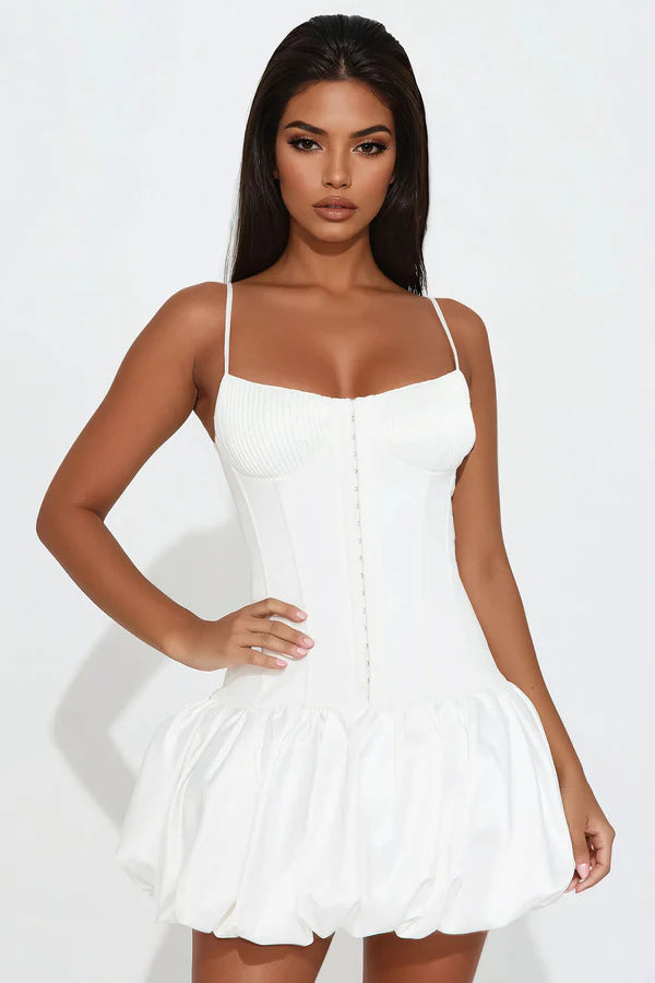 Damen Korsettkleid mit voluminösem Rock und feinen Trägern Drune