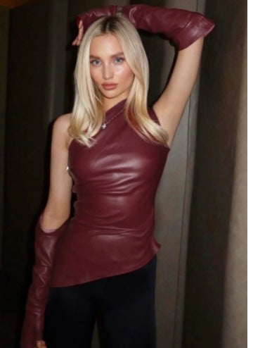 Damen Elegantes Top mit asymmetrischem Design und langen Armabschlüssen Drune