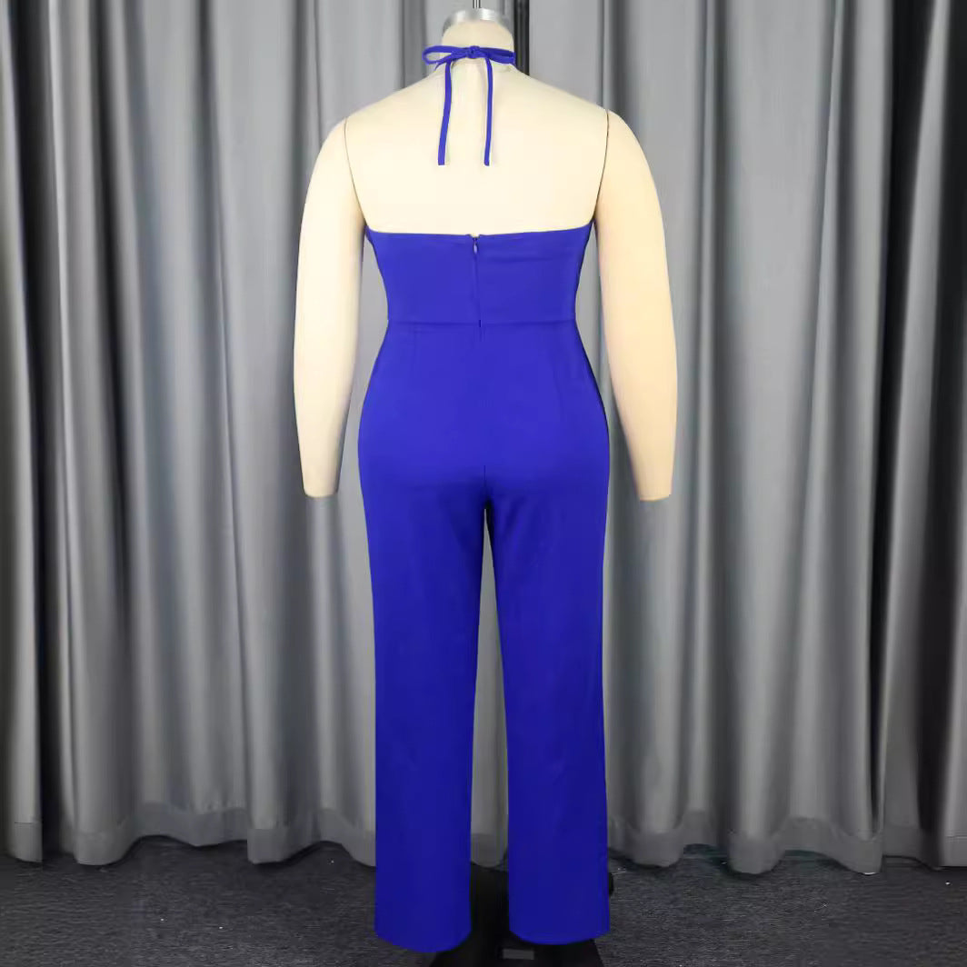 Damen eleganter Jumpsuit mit voluminösem Blumenkragen Drune
