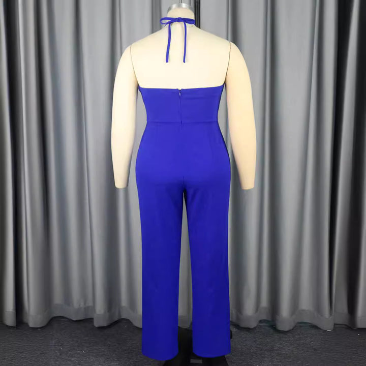 Damen eleganter Jumpsuit mit voluminösem Blumenkragen Drune