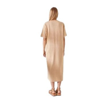 Damen schlichtes langärmliges Kleid mit seitlichen Schlitzen und komfortablem Schnitt Drune