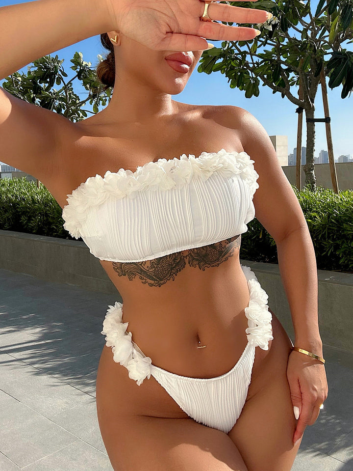 Damen Bandeau-Bikini-Set mit modischen Rüschendetails Drune