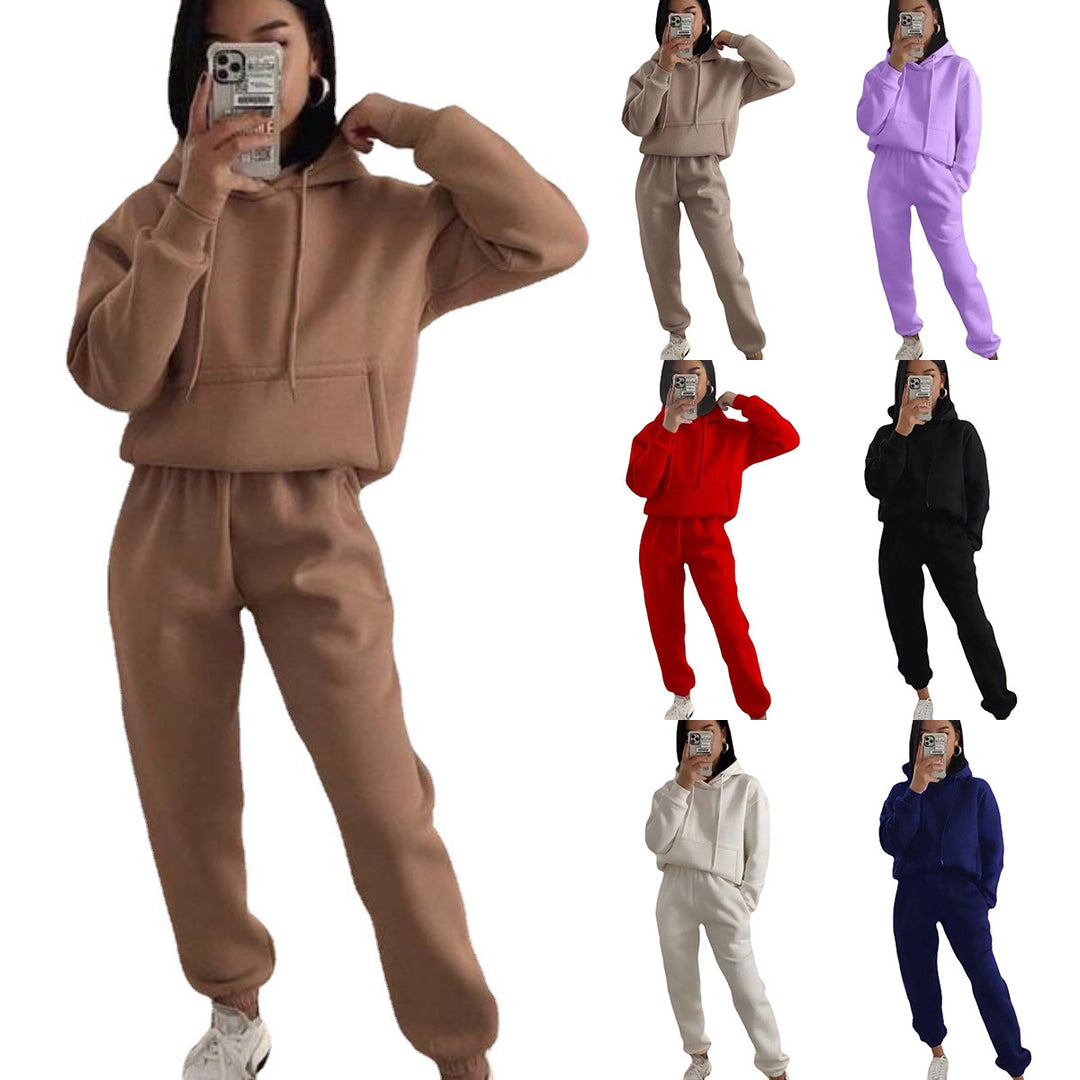 Damen nan kuscheliger Oversize-Kapuzenpullover und Highwaist-Jogginghose Set Drune