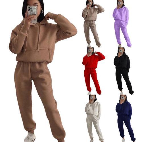 Damen nan kuscheliger Oversize-Kapuzenpullover und Highwaist-Jogginghose Set Drune