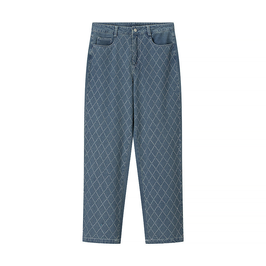 Damen High-Waist Jeans im modernen Karomuster Drune