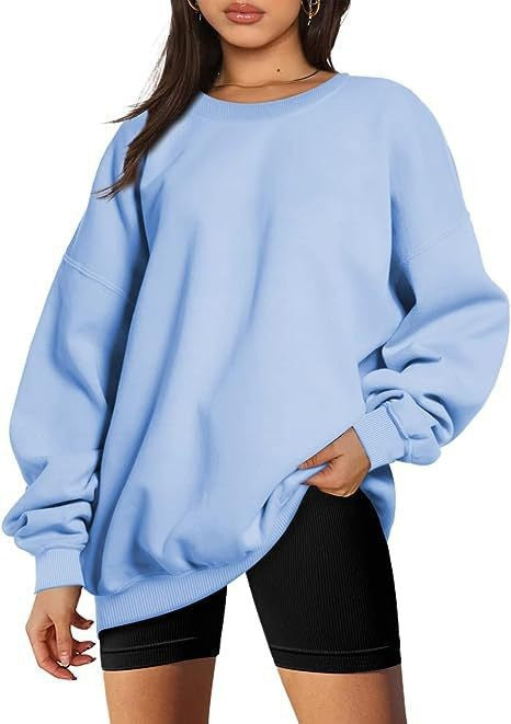 Damen nan extralanger Oversize-Sweatpullover mit Ballonärmeln, geripptem Saum und angerauter Innenseite Drune