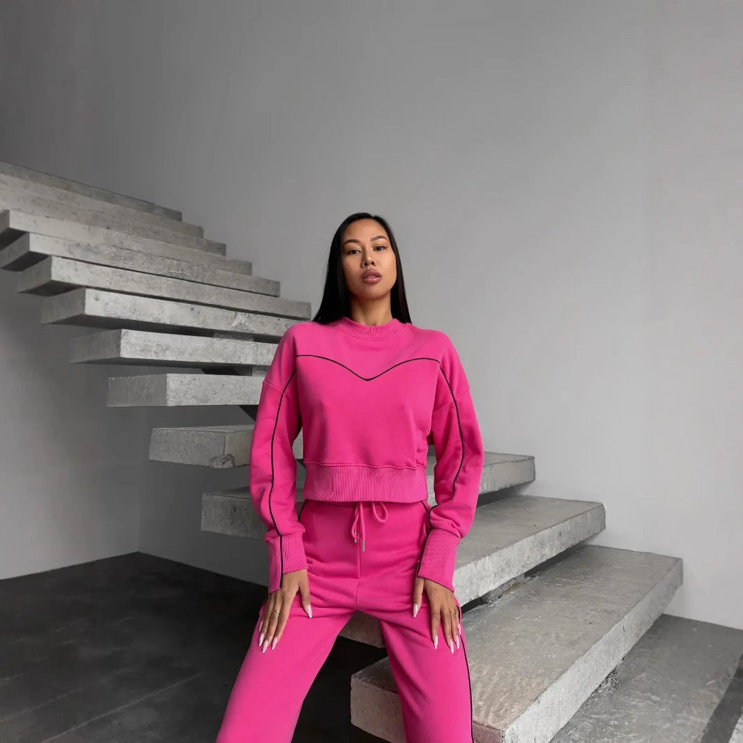 Damen modisches Sport-Loungewear-Set mit lässigem Schnitt und elastischem Bund Drune