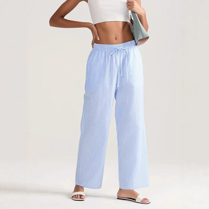 Damen Lässige Weite gestreifte Hose Drune