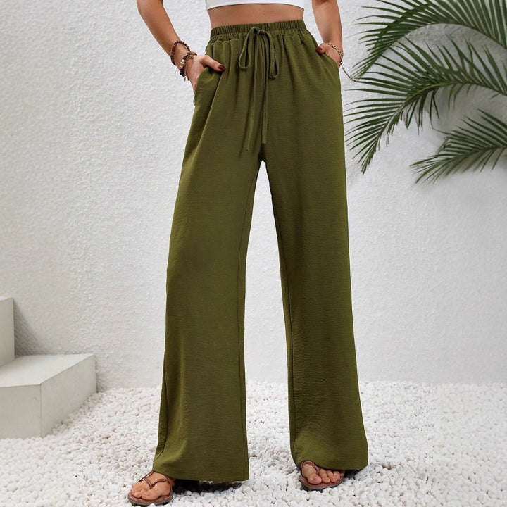 Damen lässige Palazzohose mit elastischem Bund und praktischen Taschen Drune