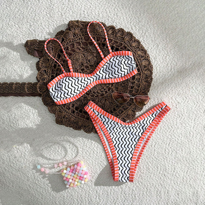 Damen Bandeau-Bikini mit aufregendem Wellenmuster Drune