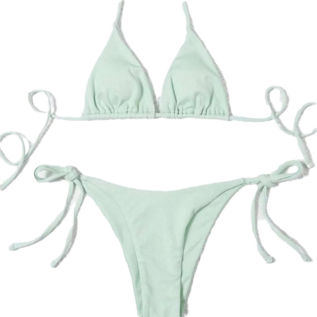 Damen Triangel-Bikini mit verstellbaren Bindebändern und feinem Rippendesign Drune