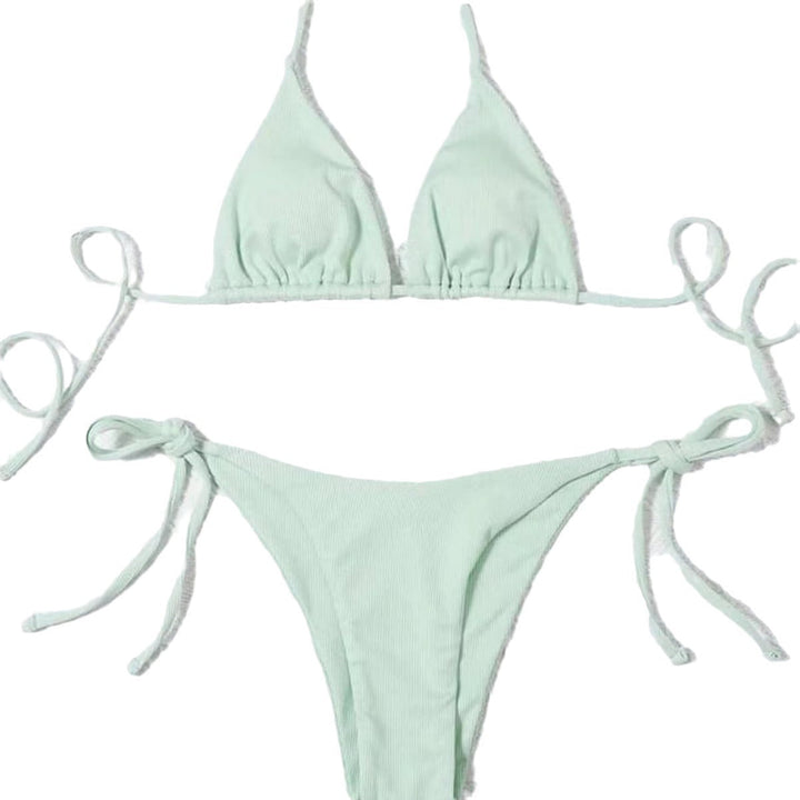 Damen Triangel-Bikini mit verstellbaren Bindebändern und feinem Rippendesign Drune