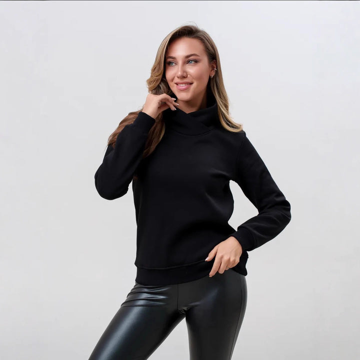 Damen lässiger Pullover mit modernem Stehkragen und hochwertiger Baumwolle Drune