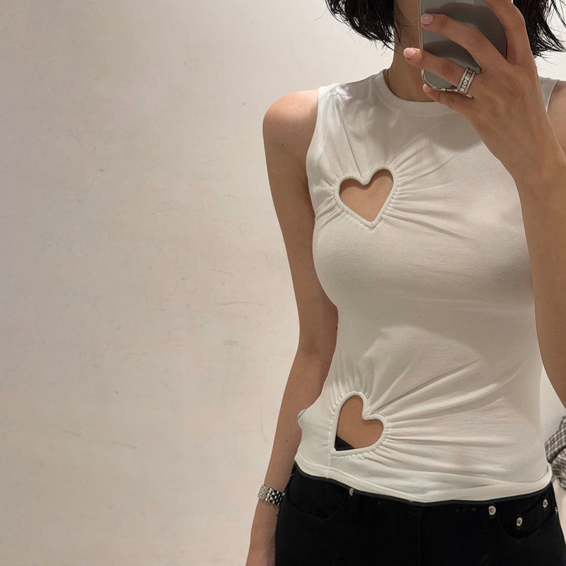 Damen modisches Trägershirt mit herzförmigem Cut-out und figurformendem Schnitt Drune