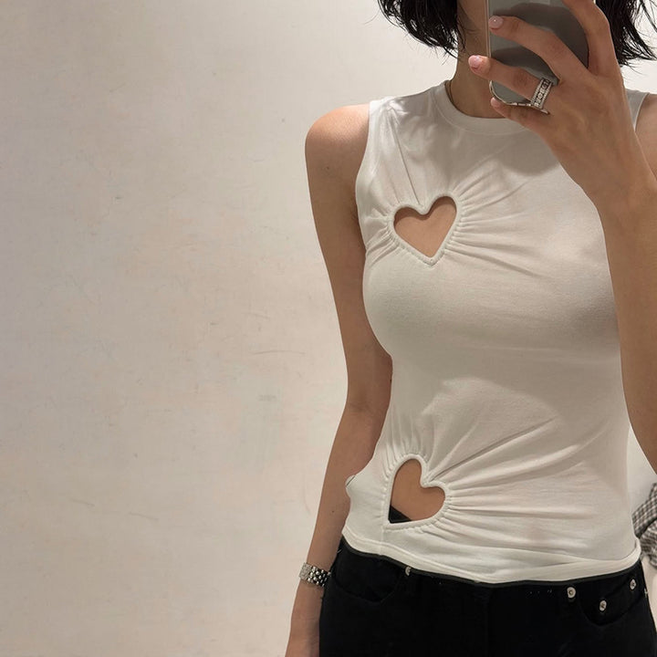 Damen modisches Trägershirt mit herzförmigem Cut-out und figurformendem Schnitt Drune